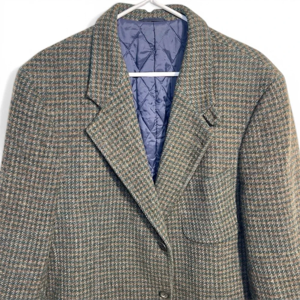 Lands' End Wool Houndstooth Blazer Jacket Mens M Tall Thinsulate Insulated